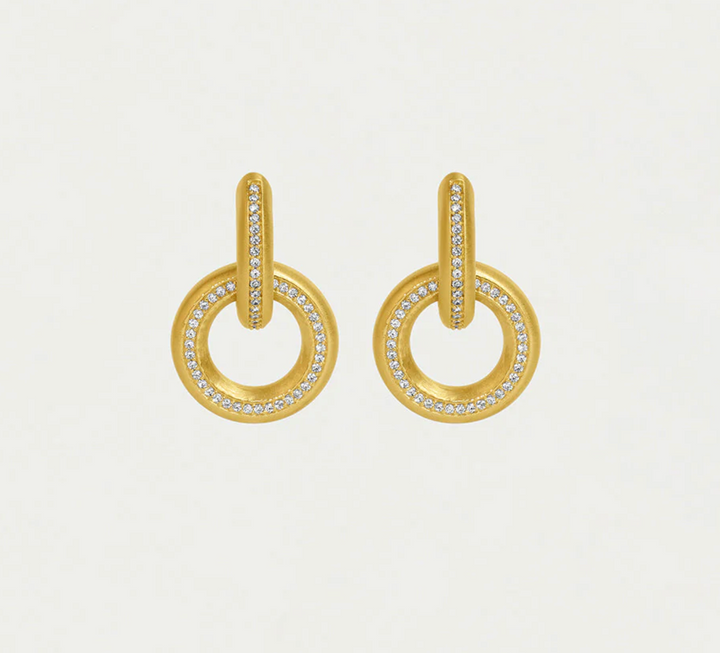 EARRINGS COLETTE PAVE DROP WHITE TOPAZ GOLD #78540