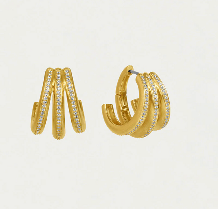 EARRING DAUPHINE PAVE HOOP WHITE TOPAZ GOLD #78541