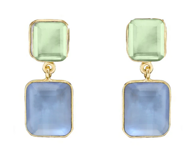 EARRINGS  TWO-TONE RECTANGULAR