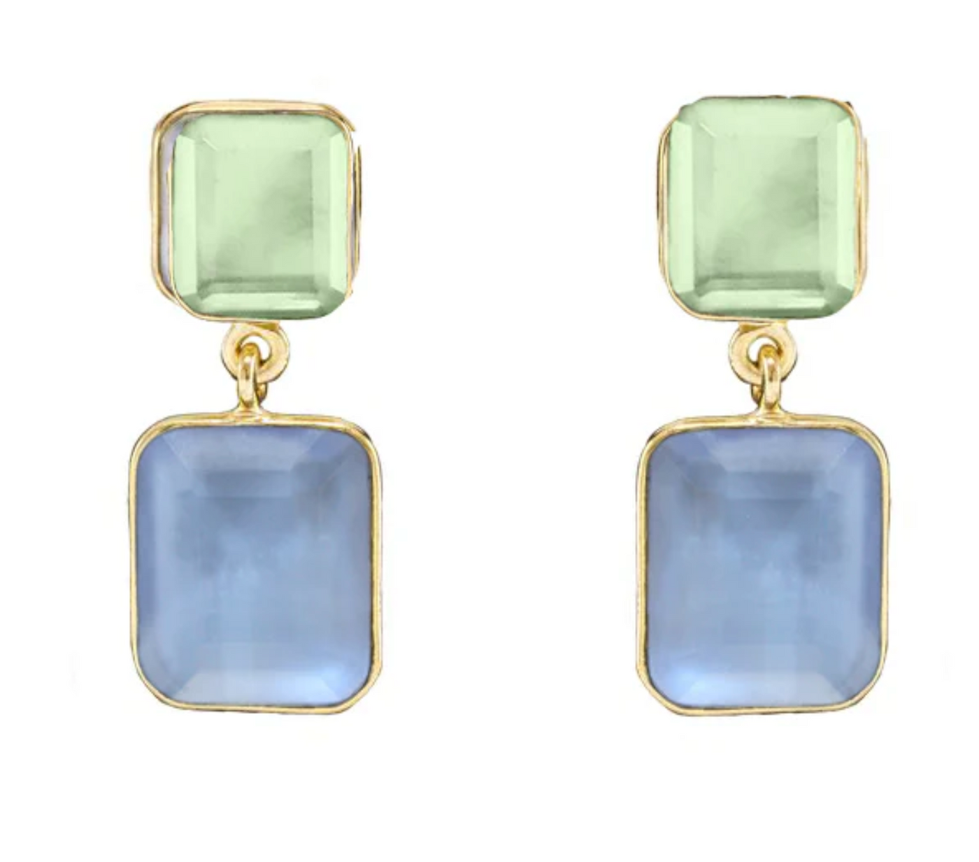 EARRINGS  TWO-TONE RECTANGULAR