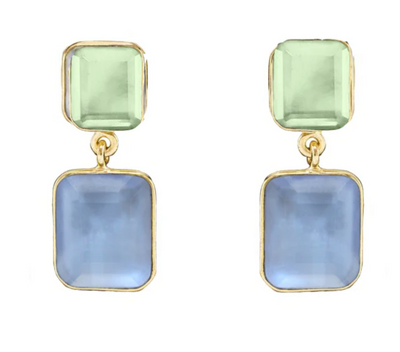 EARRINGS  TWO-TONE RECTANGULAR