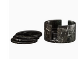 COASTERS BLACK ZEBRA MARBLE S/6