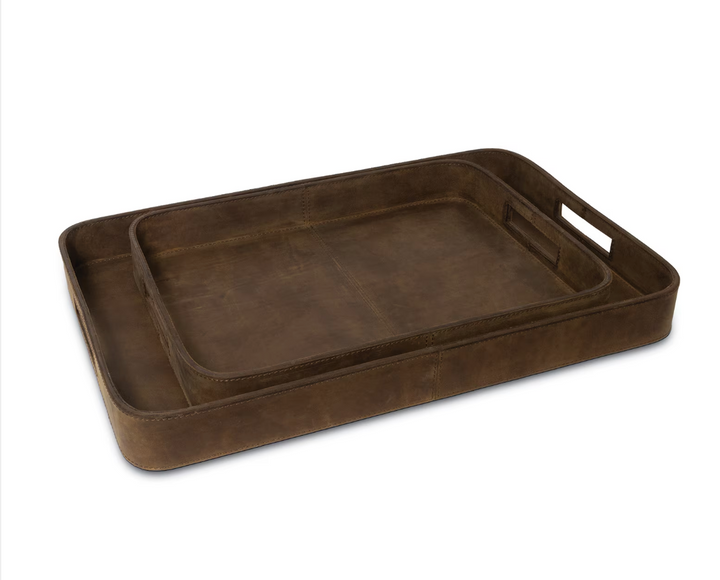 TRAY RECTANGLE LEATHER BROWN