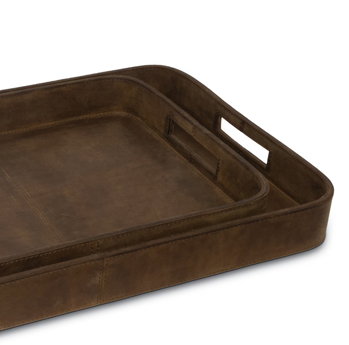 TRAY RECTANGLE LEATHER BROWN