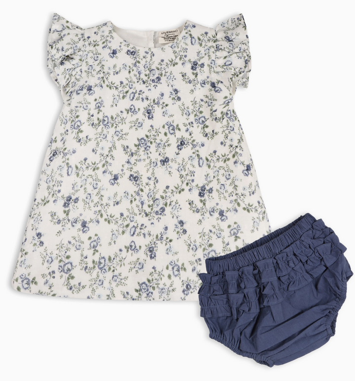 S/2 BLOUSE+BLOOMER NAVY DITSY FLORAL