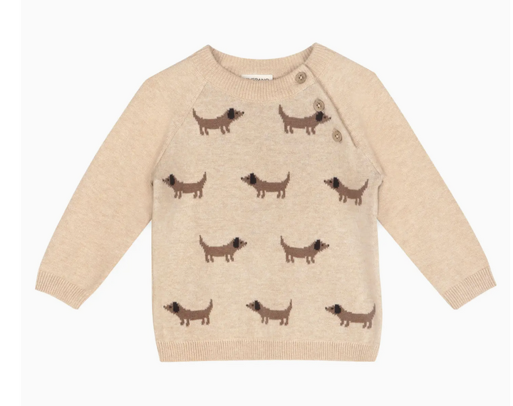 PULLOVER LONG SLEEVE DOXIE DOG OAT HEATHER