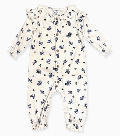 JUMPSUIT RUFFLED FLORAL NATURAL