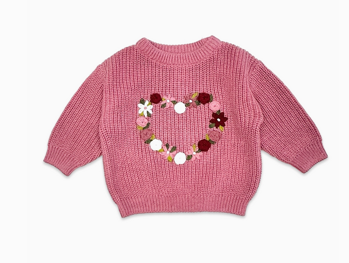CARDIGAN ROSE HEART BUBBLEGUM PINK