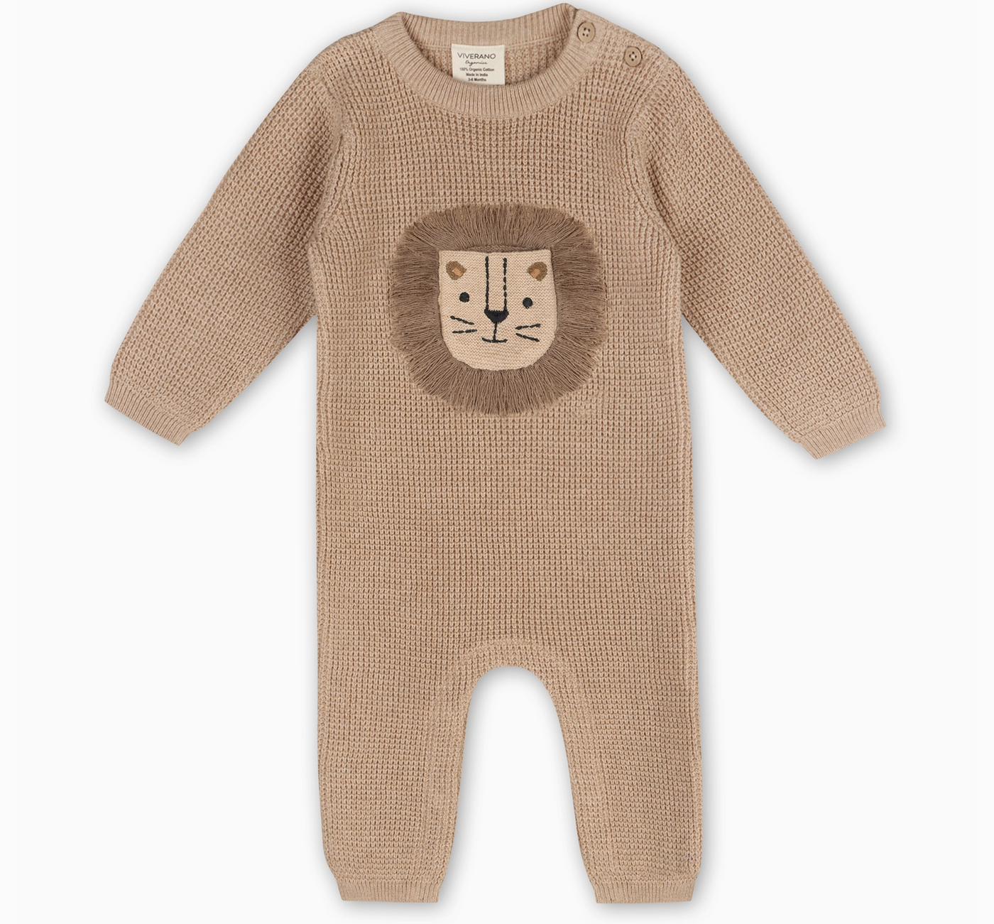 JUMPSUIT LION APPLIQUE OAT HEATHER