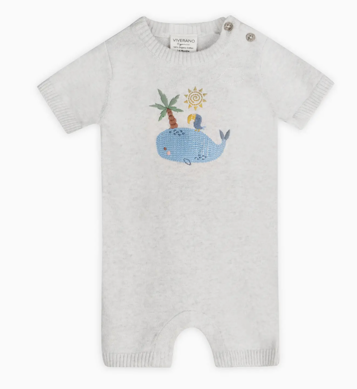 ROMPER WHALE&BIRD PEARL GREY HEATHER