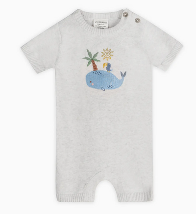 ROMPER WHALE&BIRD PEARL GREY HEATHER