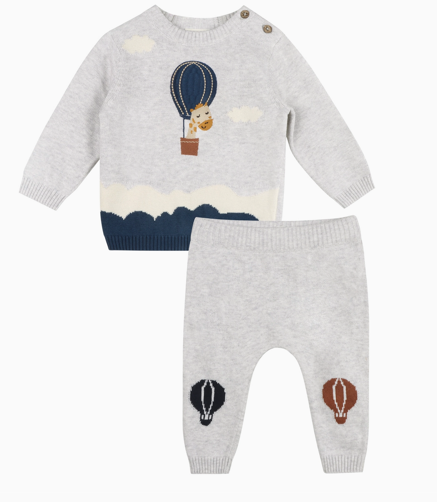 S/2 HOT AIR BALOON PEARL GREY HEATHER
