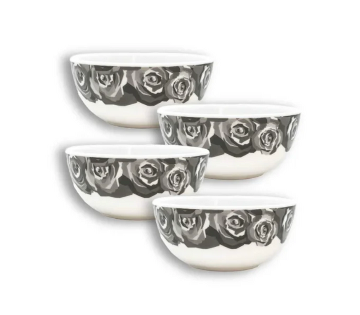 DINNERWARE MELAMINE GRAY ROSES