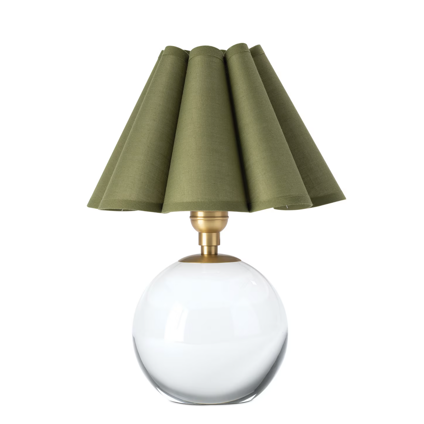 TABLE LAMP CRYSTAL GREEN SCALLOPED SHADE MINI