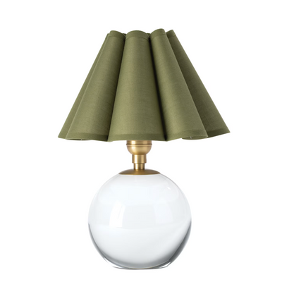TABLE LAMP CRYSTAL GREEN SCALLOPED SHADE MINI