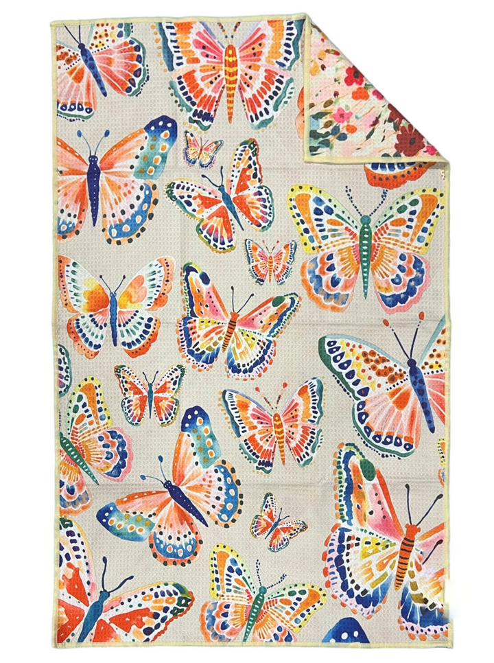 HAND TOWEL BUTTERFLY CREAM PINK