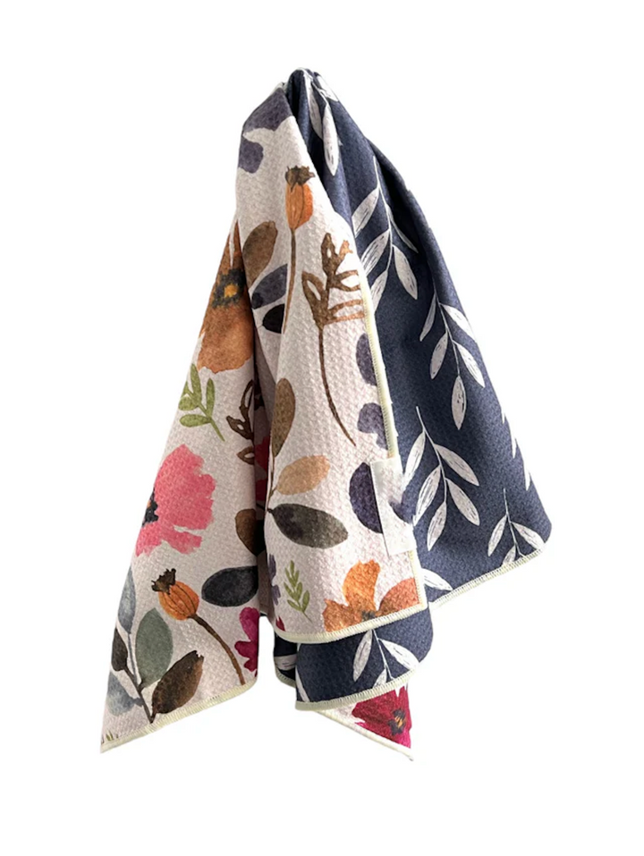 HAND TOWEL FLOWERS CREAM/NAVY #73502