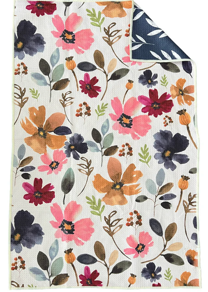 HAND TOWEL FLOWERS CREAM/NAVY #73502