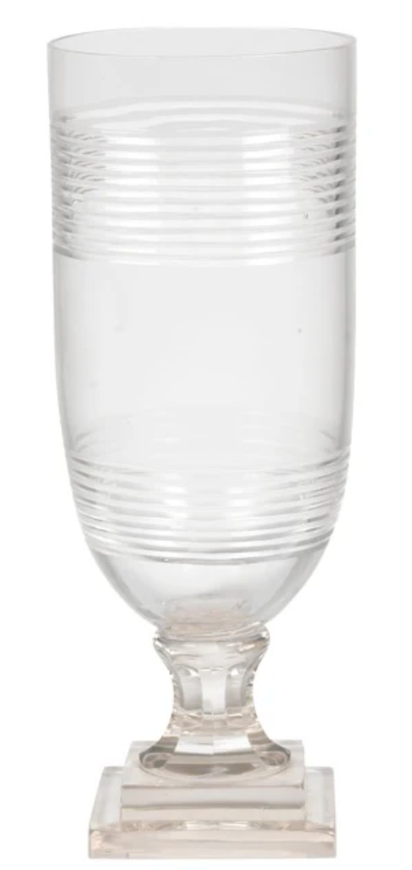HURRICANE GLASS PEDASTAL DOUBLE RING CUT