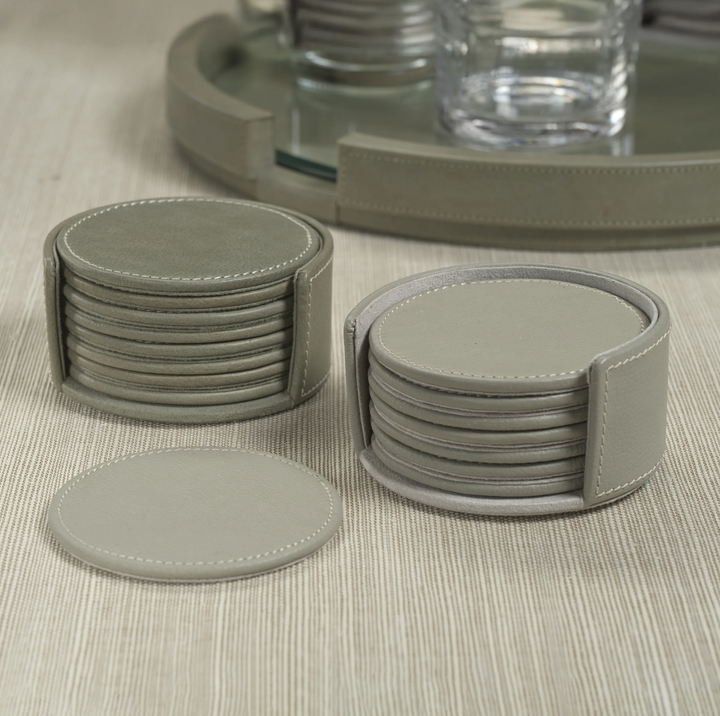 COASTERS LEATHER GRAY S/8