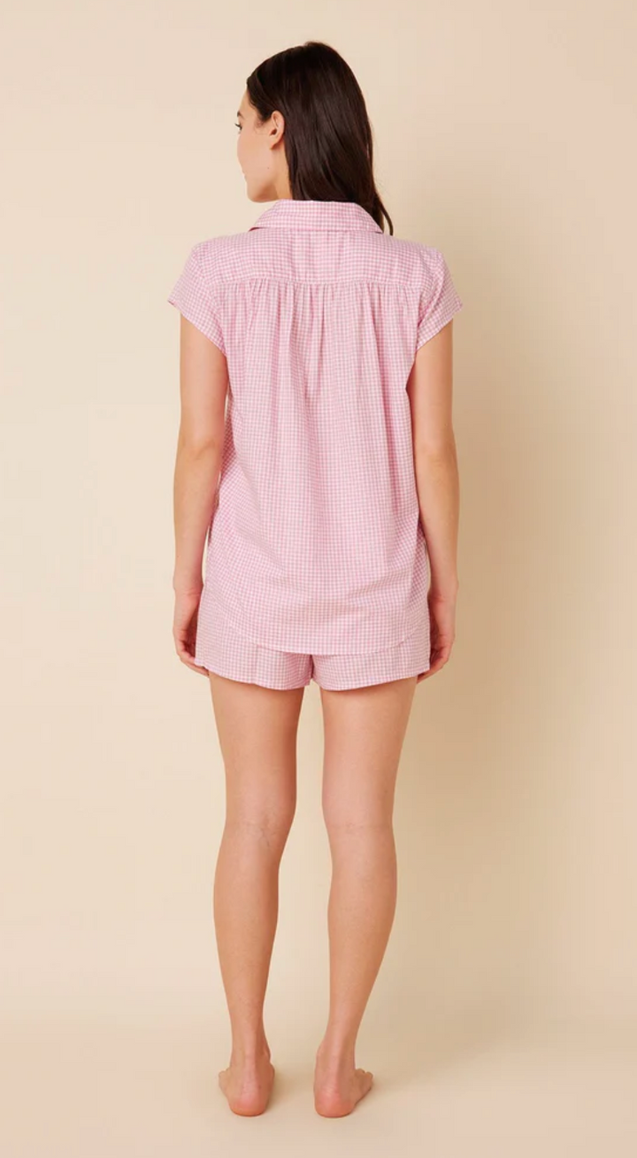 PAJAMA SHORT SET PINK GINGHAM