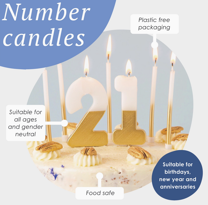 CANDLES NUMBERS WHITE&GOLD 0-9