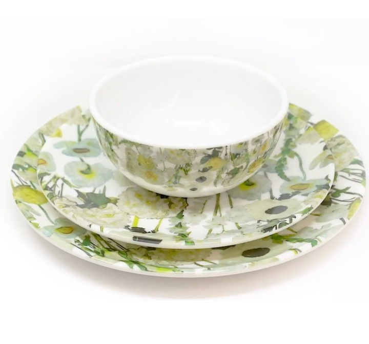DINNERWARE MELAMINE CREAM FLORAL