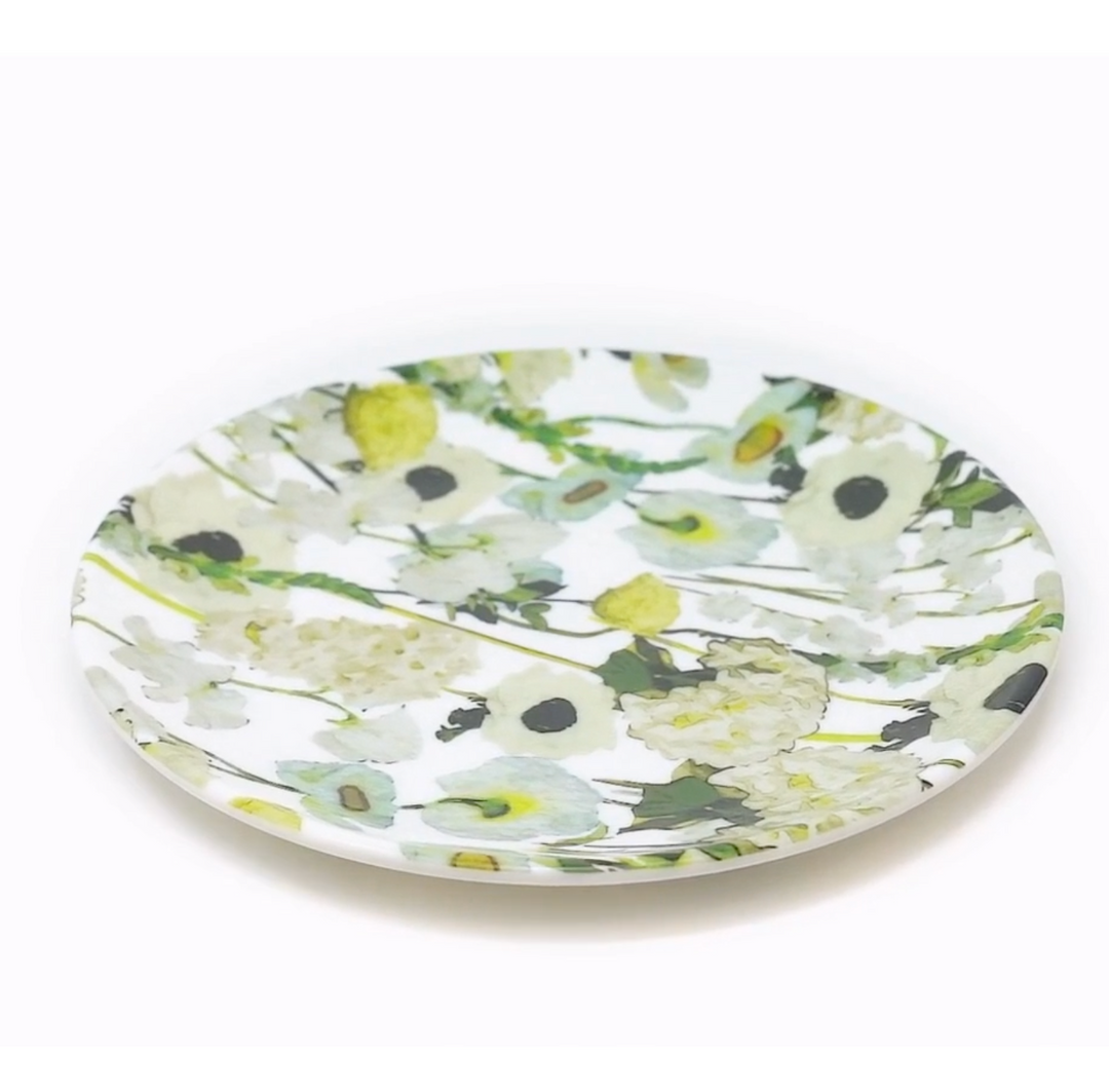 DINNERWARE MELAMINE CREAM FLORAL