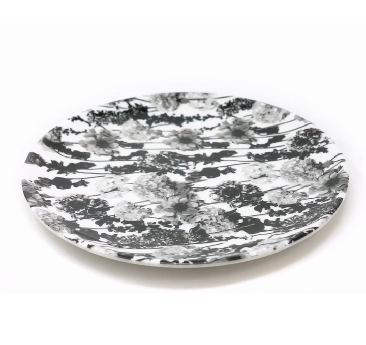 DINNERWARE MELAMINE GRAY FLORAL