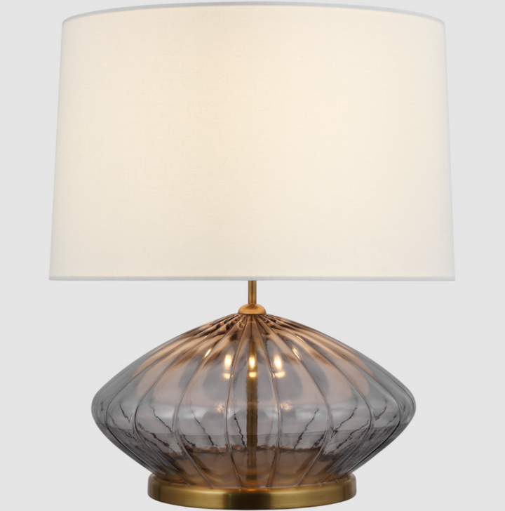 LAMP TABLE FLUTED SMOKED GLASS 20" #56666