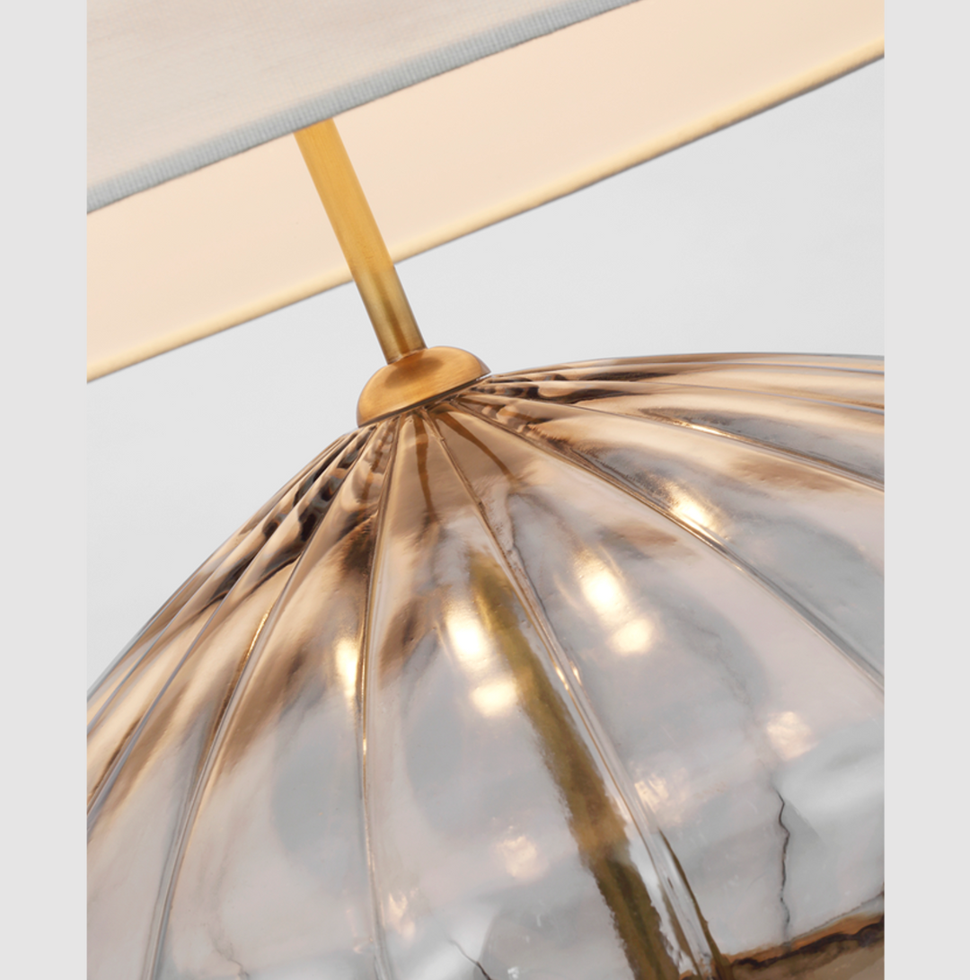 LAMP TABLE FLUTED SMOKED GLASS 20" #56666