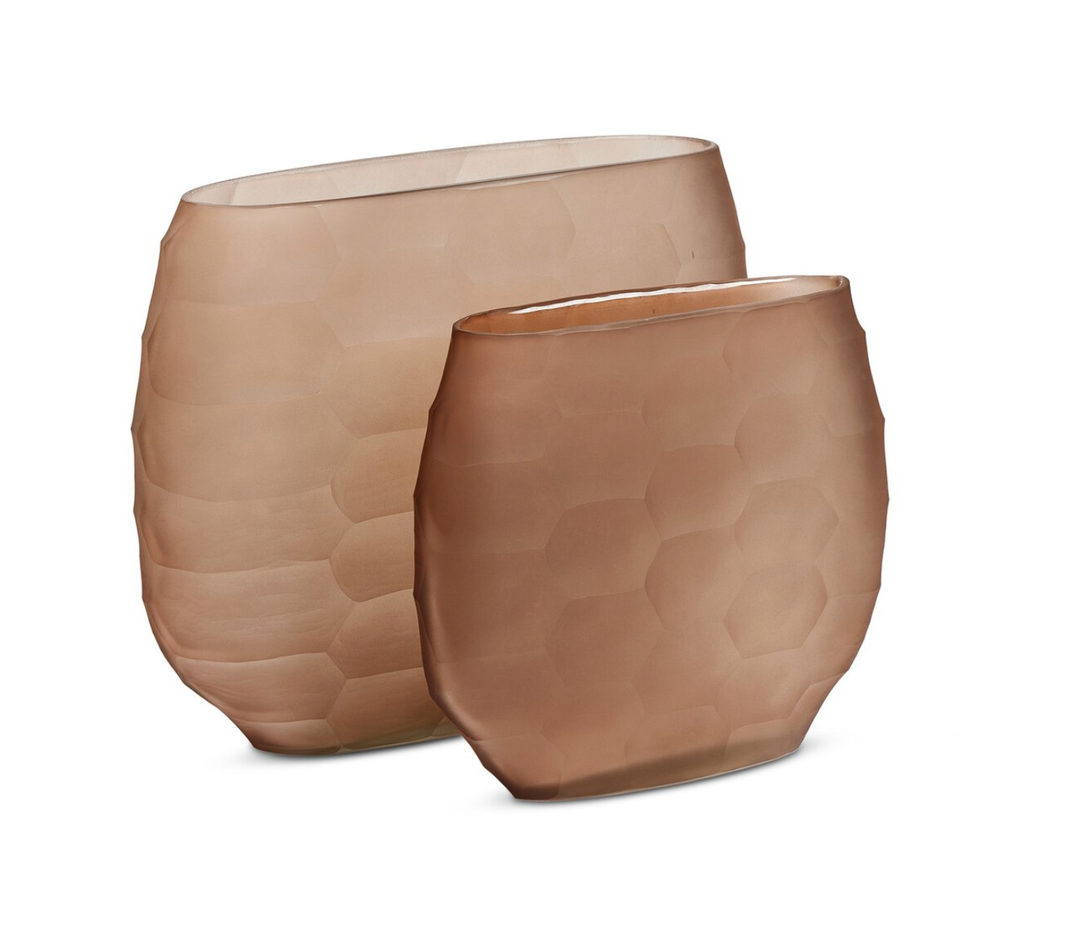 VASE TEXTURED GLASS BROWN