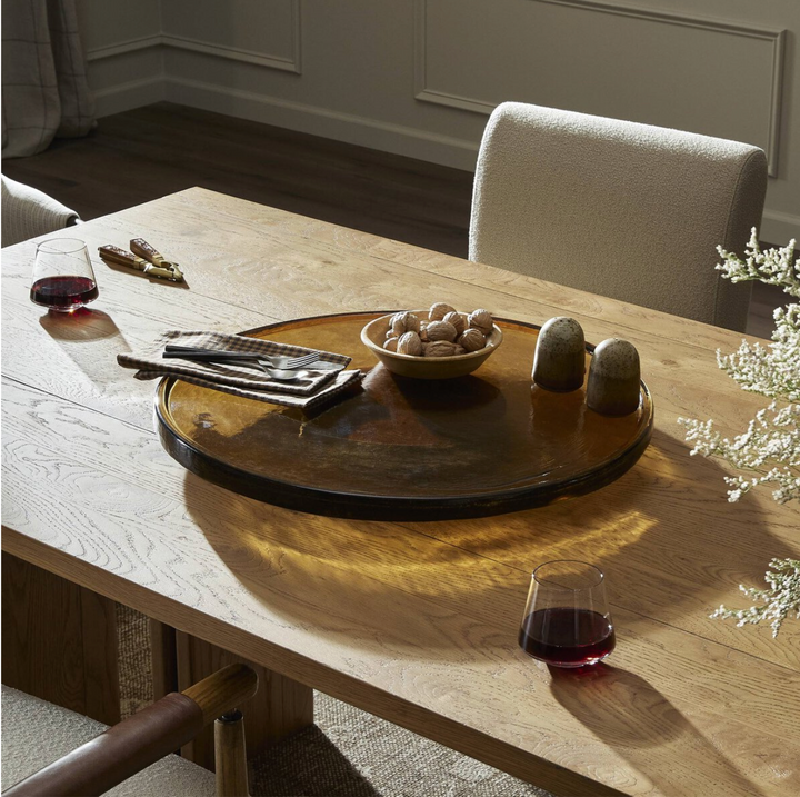 LAZY SUSAN AMBER GLASS