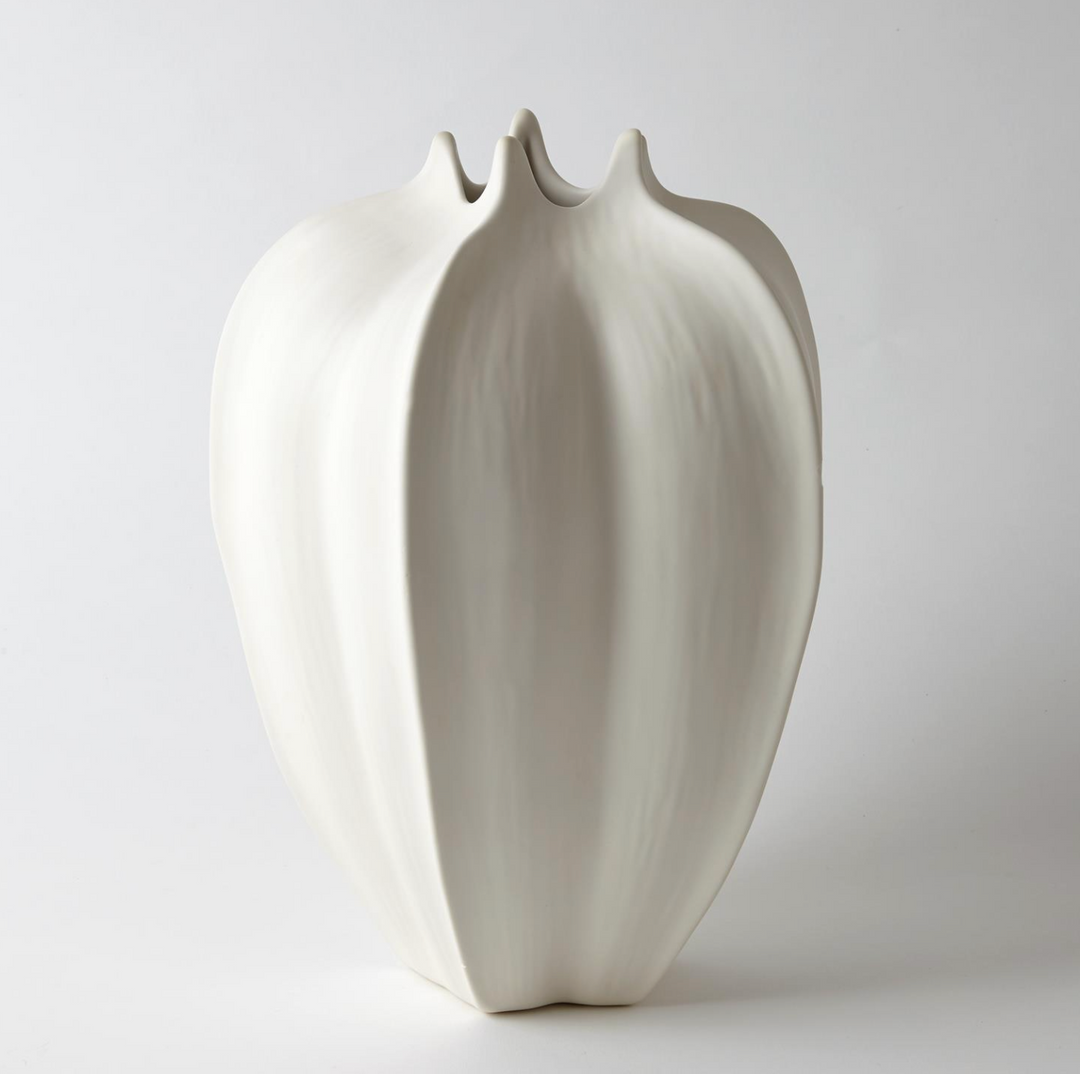 VASE FIVE-POINT CERAMIC WHITE