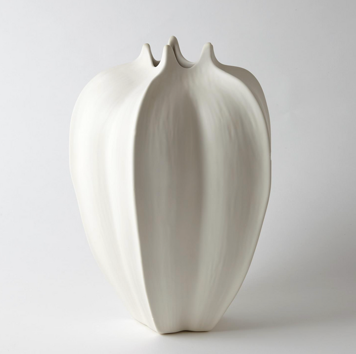 VASE FIVE-POINT CERAMIC WHITE