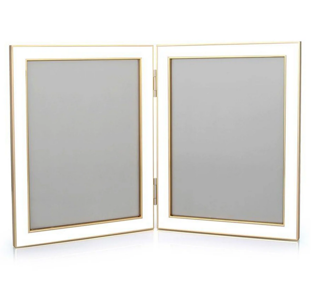 FRAME DOUBLE ENAMEL WHITE&GOLD