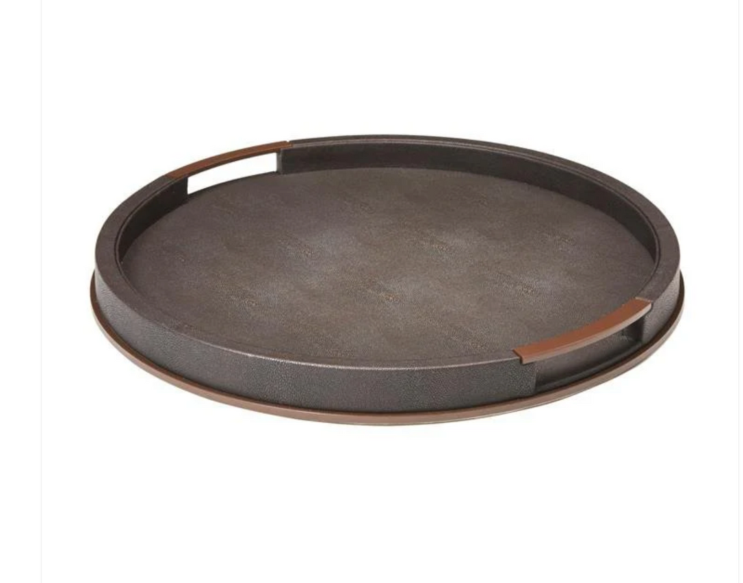 TRAY ANTHRACITE SHAGREEN ROUND LARGE