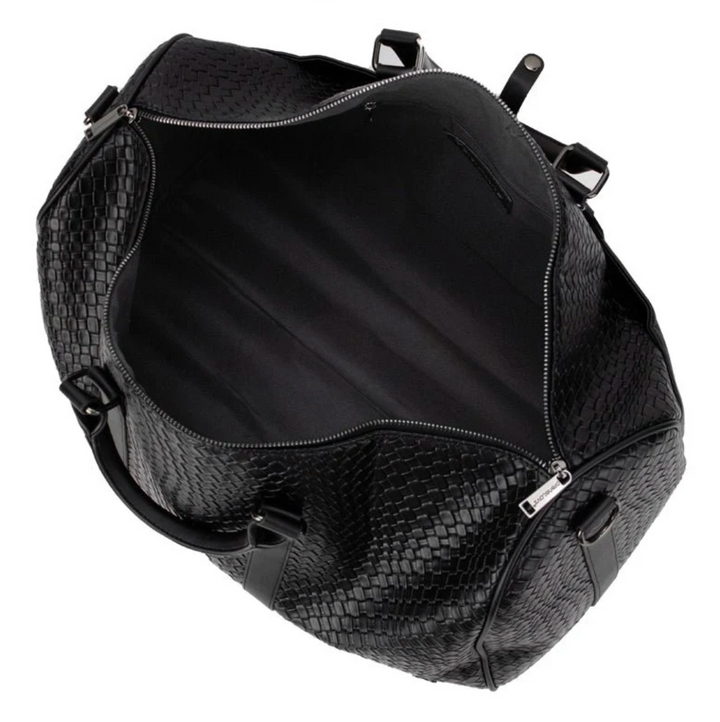 DUFFLE BAG WOVEN VEGAN LEATHER BLACK