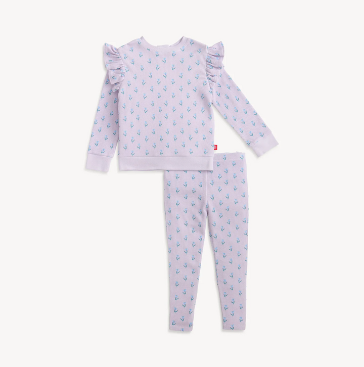 KIDS WAFFLE SET IN LAVENDAR FLORAL