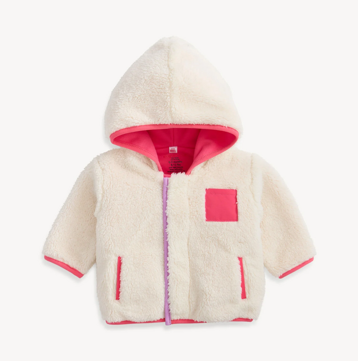 JACKET GENTLE CREAM SHERPA GIRL WITH STRIPE RIB