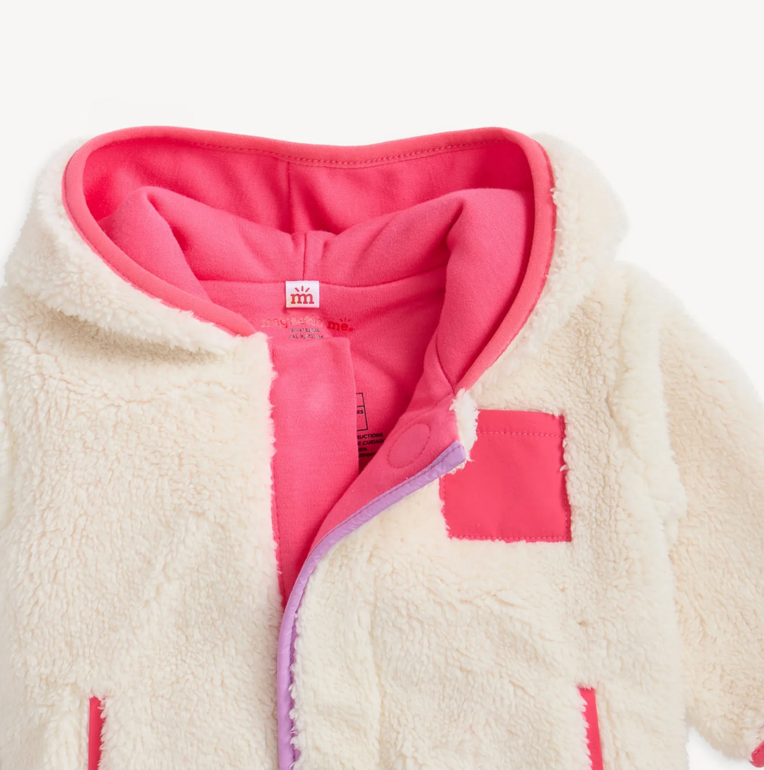 JACKET GENTLE CREAM SHERPA GIRL WITH STRIPE RIB