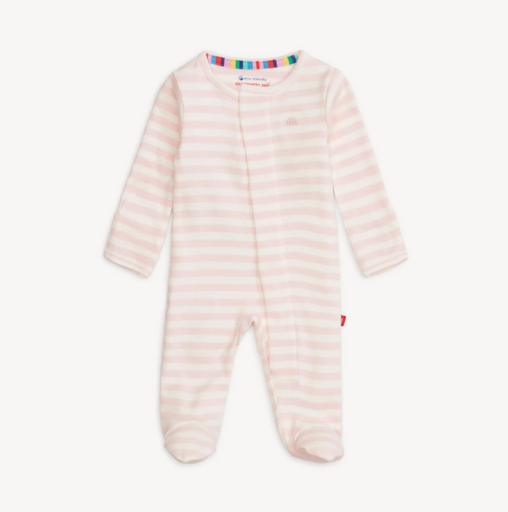 FOOTIE PINK STRIPE ORGANIC COTTON