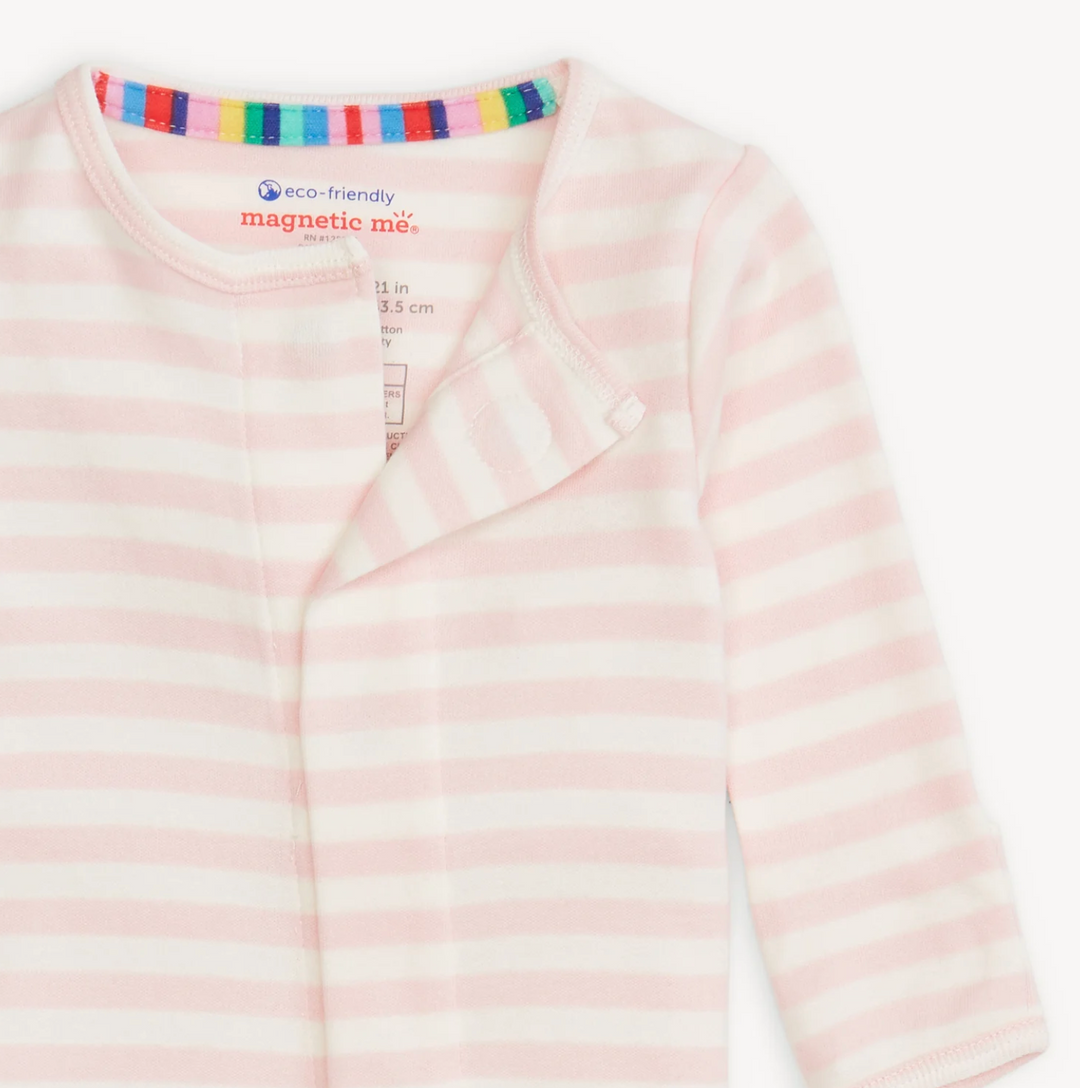 FOOTIE PINK STRIPE ORGANIC COTTON