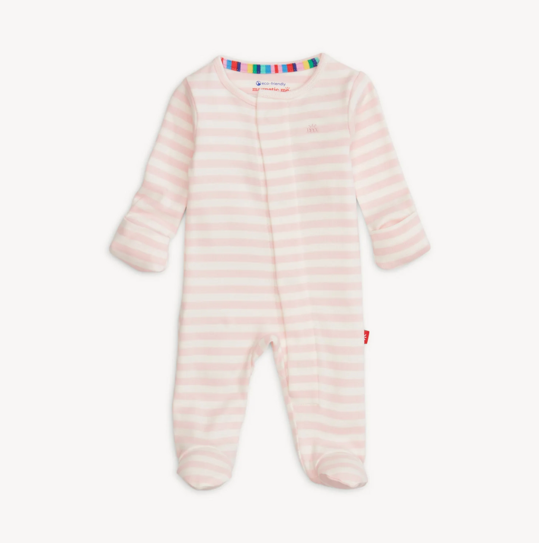 FOOTIE PINK STRIPE ORGANIC COTTON