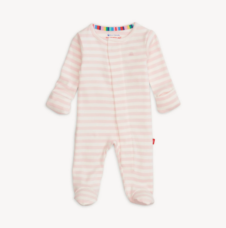 FOOTIE PINK STRIPE ORGANIC COTTON