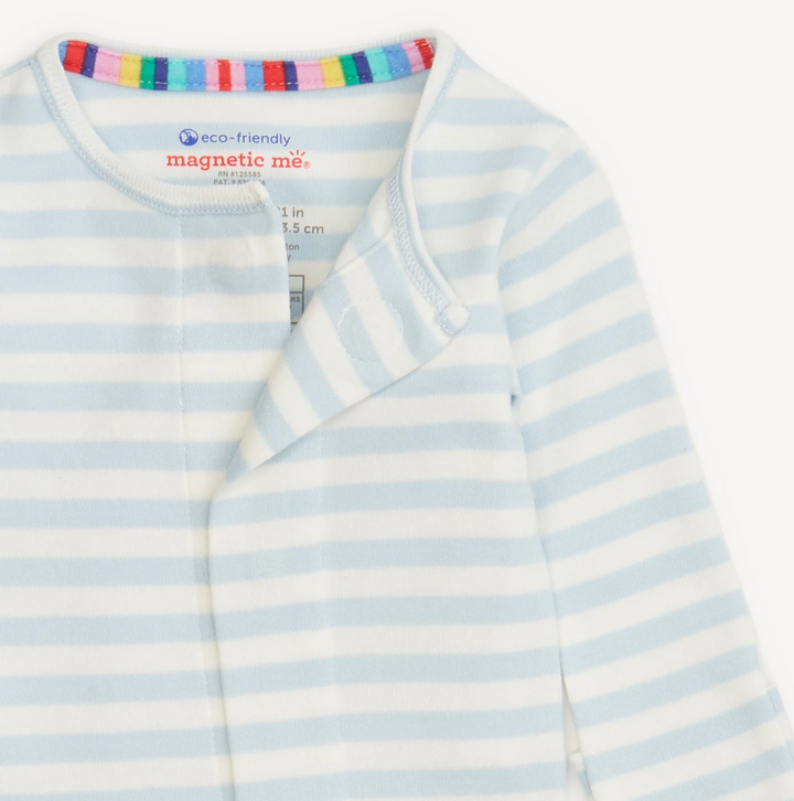 FOOTIE BLUE STRIPE ORGANIC COTTON