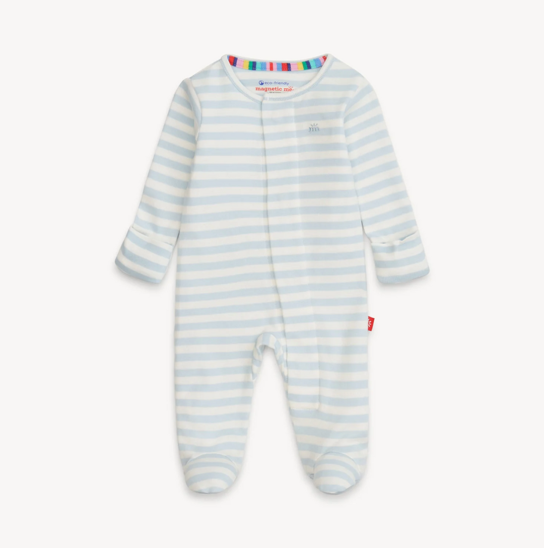 FOOTIE BLUE STRIPE ORGANIC COTTON