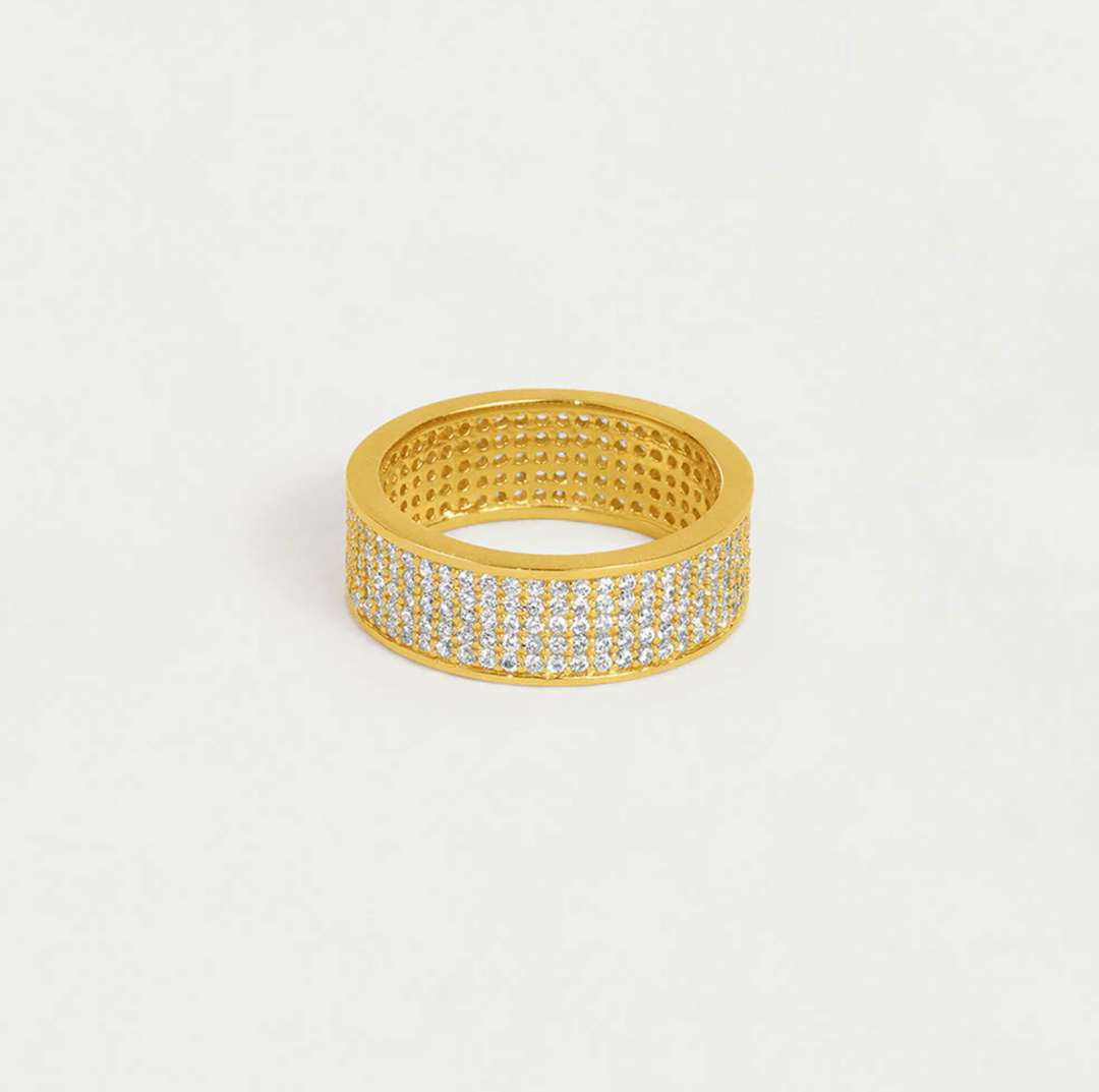 RING PETIT PAVE THICK STACKING WHITE TOPAZ #66689