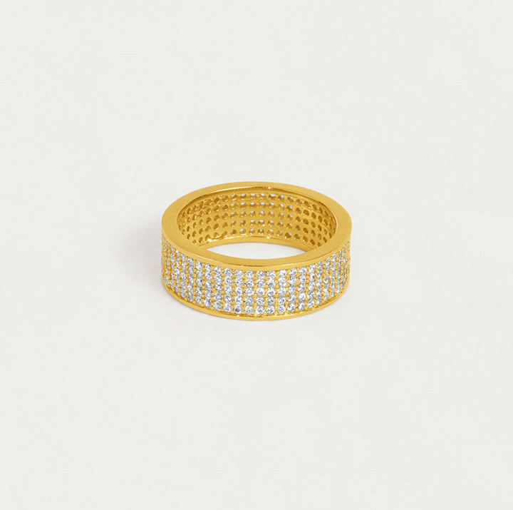 RING PETIT PAVE THICK STACKING WHITE TOPAZ #66689