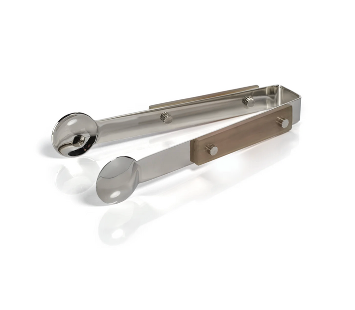 ICE TONGS WITH HORN TRIM POLISHED NICKEL